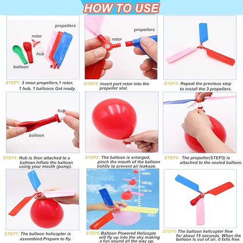 Kids Toy Balloon Helicopter (12 pack) Children's Day Gift Party Favor easter basket, stocking stuffer or birthday! Flying ...
