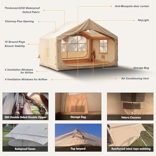 SENLEETO Inflatable Tents for Camping, Large Inflatable Camping Tent with Hand Pump, Easy Setup Tents for 2/4/6/8/10/12 Pe...