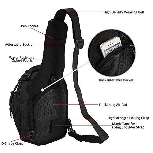 Novemkada Tactical Shoulder Bag,1000D Outdoor Military Sling Daypack Backpack