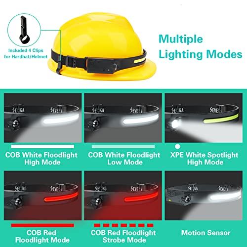 SEVENKA 3 Rechargeable Headlamps, LED Headlamp Flashlight, 1000 Lumen 230° Wide Beam & Spot Light, Sensor Mode, 2.47oz Lig...