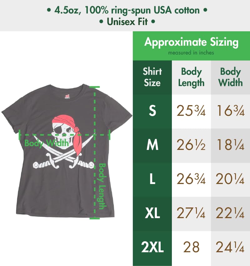 Ann Arbor T-shirt Co. Jolly Roger Pirate Flag | Skull & Crossbones Caribbean Cruise Costume Ladies' Tee-M