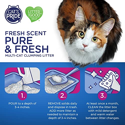 Cat's Pride Premium Lightweight Clumping Litter: Pure & Fresh - Up to 10 Days of Powerful Odor Control - Multi-Cat, Scente...