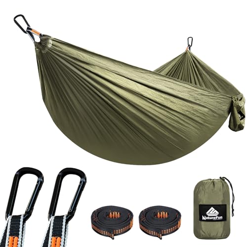 NATUREFUN Ultra-Light Travel Camping Hammock | 300kg Load Capacity,Breathable,Quick-Drying | 2 x Premium Carabiners,2 x Ny...