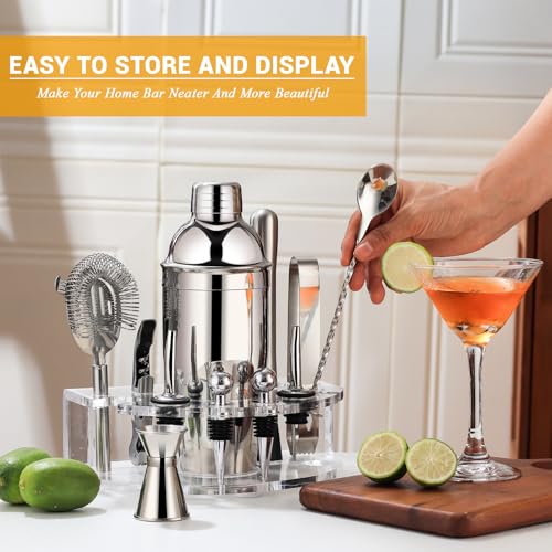Bartender Kit Cocktail Shaker Set, Stainless Steel Cocktail Kit with 12 Piece Bar Accessories, 25oz Shaker Bar Set Drink M...