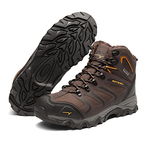 NORTIV 8 Men's Hiking Winter Snow Boots Outdoor Waterproof Lightweight Shoes Armadillo-Fur