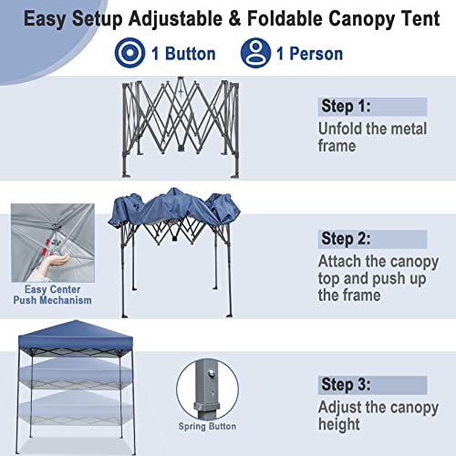 Tangkula 6.6x6.6 Ft Pop Up Canopy, 1 Person Instant Setup Canopy Tent with Center Lock, UPF 50+ Sun Protection, 8 Stakes, ...