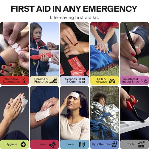SurviveX Large Pro First Aid Kit for Car, Travel & Home - Emergency Kit for Hiking, Camping, Backpacking and Outdoors - In...