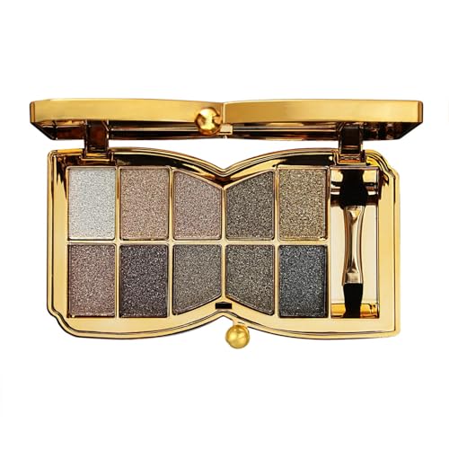 Glitter Eyeshadow Palette, 10 Colors Sparkle Shimmer & Matte Eye Shadow Highly Pigmented Waterproof Long Lasting Makeup Se...