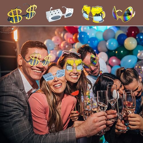HEYTOP 16 Pack Funny Sunglasses Novelty Party Glassses Masks for Adults Cool Shaped Funny Party Eyeglasses, Photo Booth Pr...