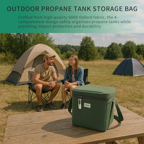Fulvitaly Small 1LB Propane Tank Storage Bag, Mini Fuel Cylinder Carry Bags for 4-Pack Propane Tanks 16 OZ, Portable Ref...