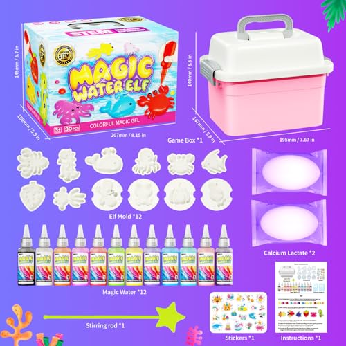 Magic Water Toy Elf Kit, Water Fairy Water Gel Kit with 12 Magic Gels, 12 Shape Molds, Fun Summer Toys Gifts Kids Birthday...