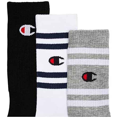 Champion Men's 3-Pack Double Stripe Crew Socks