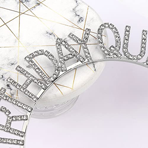 AOPRIE Birthday Crown - Silver Tiara for Girls & Women - Princess Crown Rhinestone Headband - Happy Birthday Accessory