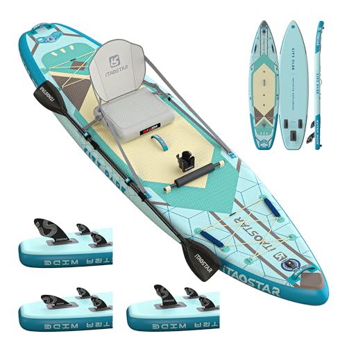 iTAOSTAR City Park 12'×35" Extra Wide Paddle Board with Seat, One-Stop Premium SUP Board Gears, Tailored 5 Fins, Stable In...
