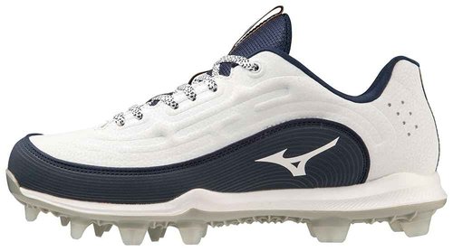 Mizuno Women's Finch Elite 6 Low TPU Softball Cleat, White/Navy, 9