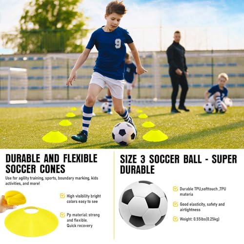 Soccer Goal, Kids Soccer Goals for Backyard Set, 2 Pack of Portable Pop Up Soccer Net with Soccer Ball, Cones, Complete Tr...