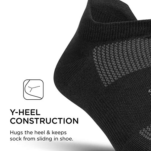 Feetures High Performance Ultra Light Ankle Sock - No Show Socks for Women & Men with Heel Tab - Black, Small - (6 Pair)