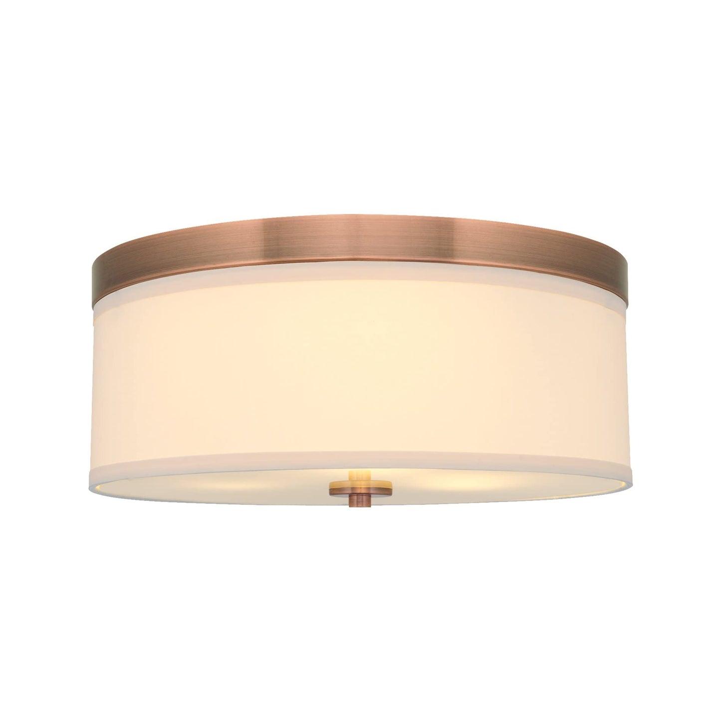 Kira Home Walker 15" Mid-Century Modern 3-Light Flush Mount Ceiling Light, Cream Fabric Shade + Round Glass Diffuser, Copper Bronze Finish