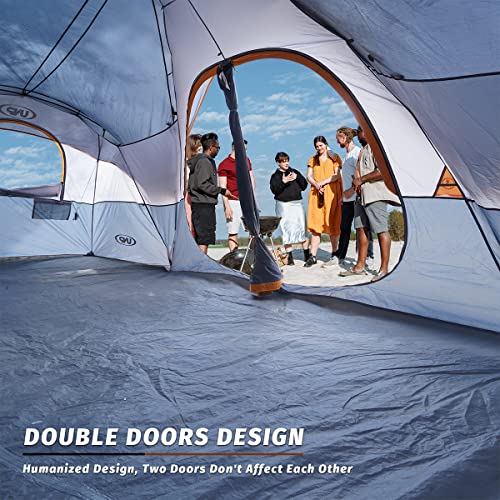UNP Camping Tent 10-Person-Family Tents, Parties, Music Festival Tent, Big, Easy Up, 5 Large Mesh Windows, Double Layer, 2...