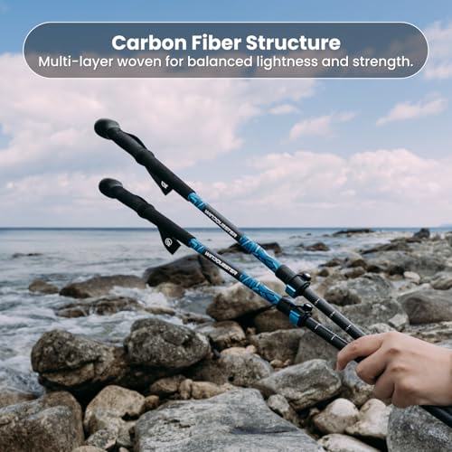 WindQuester Strider X Carbon Fiber Trekking Poles – Adjustable Lightweight Hiking Poles with Quick Lock, Compact for Backp...