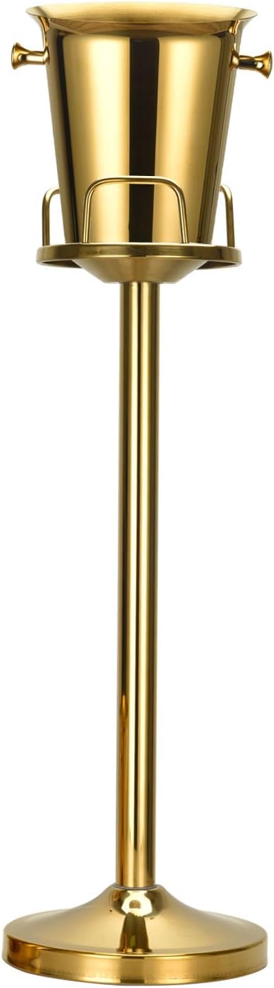 Champagne Bucket with Stand,Ice Bucket with Stand Stainless Steel Bucket Wine Chiller On Stand 12Lb Hammered Tall Ice Buck...