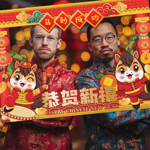 2026 Chinese New Year Photo Booth Prop Stand, 25 Pcs Lunar New Year Spring Festival Sets, Horse Year Party Decorations for...
