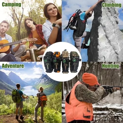 Smithok Paracord Survival Bracelet-Length Adjustable,Loud Whistle Emergency Compass Survival Fire Starter Scraper Accessor...