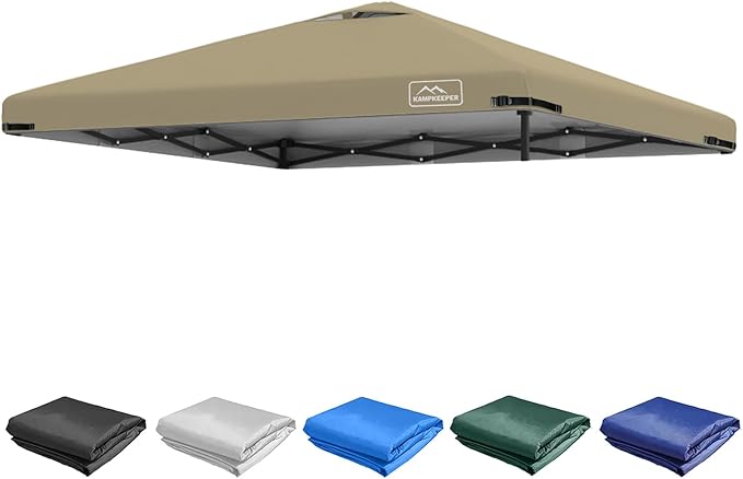 KAMPKEEPER Replacement Top Pop Up Canopy Tent Cover Roof with Air Vent and Adjustable Elastic Strap, Polyester UV Waterpro...