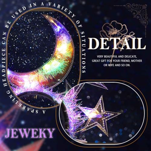 JEWEKY Light Up Moon Headband Star Headbands Led New Year's Eve Party Hair Accessories for Women