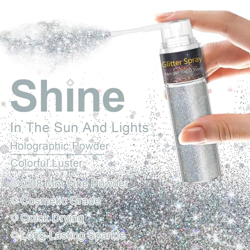 Hair and Body Glitter Spray, 1PC Hair Glitter Extra Fine Face Shimmer Powder for Clothes, Festival Loose Sparkle Powder fo...