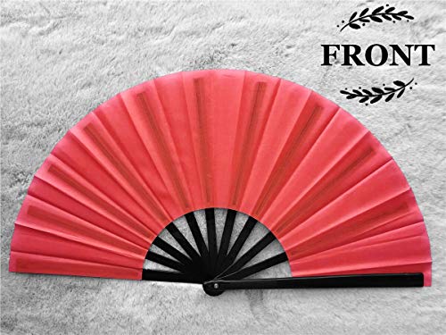 Zolee Large Rave Folding Hand Fan for Men/Women - Chinese Japanese Solid Kung Fu Tai Chi Handheld Fan with Fabric Case - f...