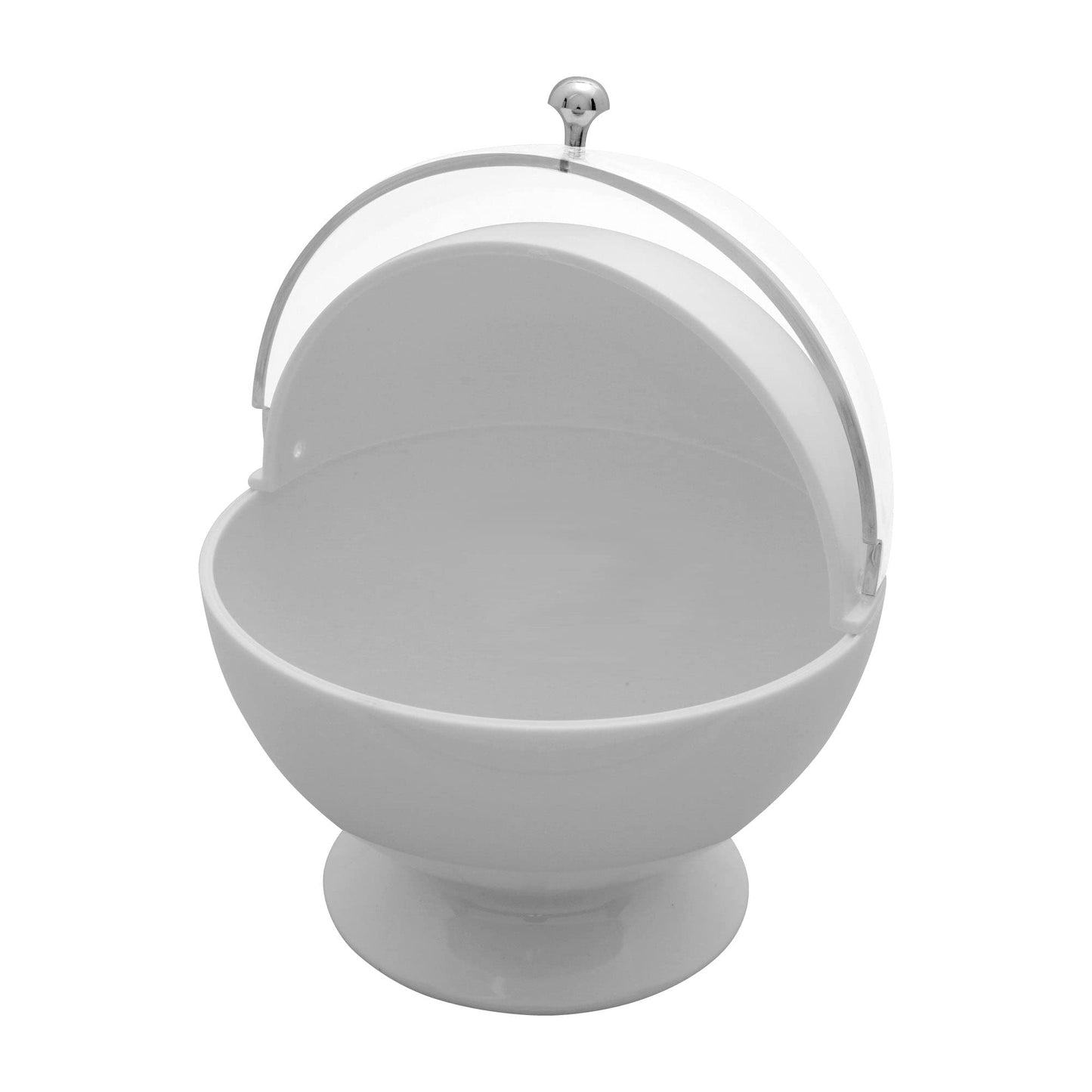 UPware Sugar Candy Bowl with Clear Roll Top Lid, Acrylic Plastic Multi-Purpose Serving Bowl Kitchen Food Storage Container for Home Kitchen Office, White, 16 Ounces