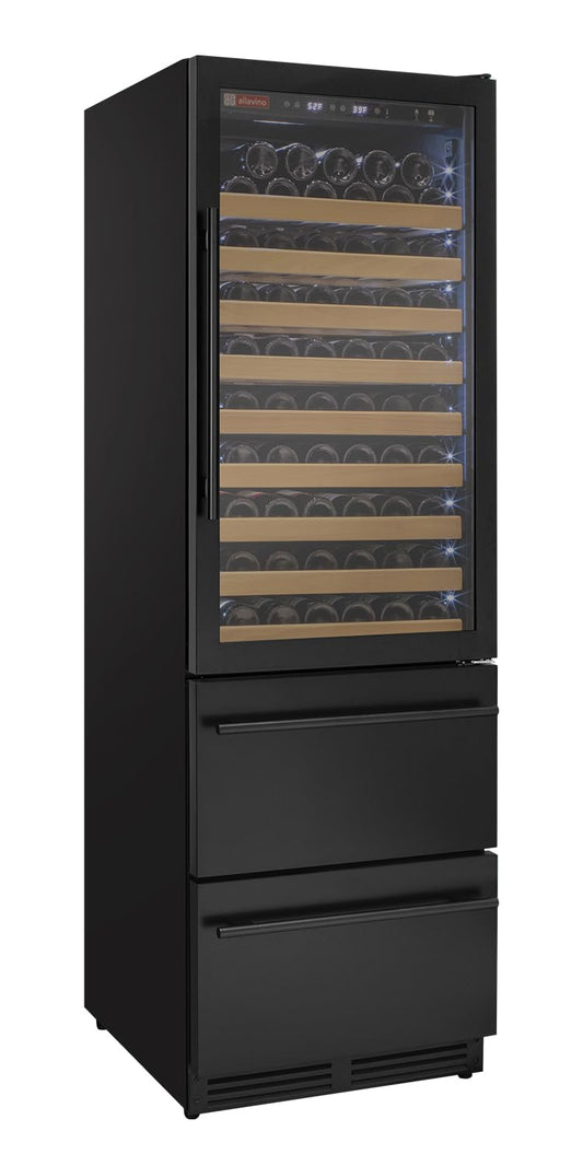 Allavino 76.5" Tall Black Wine Refrigerator with Two Refrigerated Drawers YHWR7724D-B