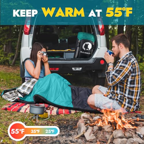 CANWAY Flannel Sleeping Bag for Adults Kids Girls Boys Camping Backpacking Sleeping Bag for Cold & Warm Weather with Compr...