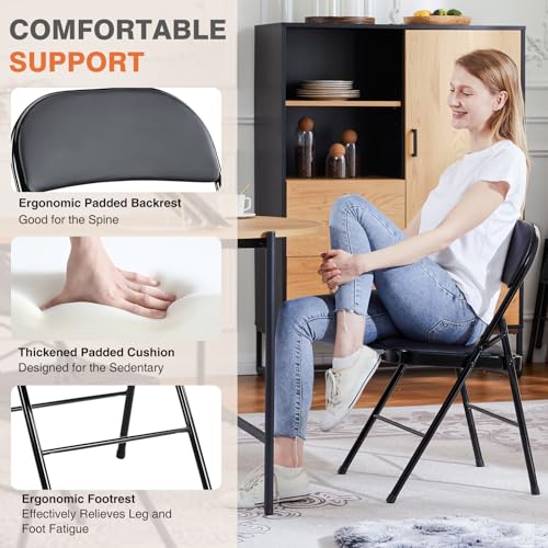 Sweetcrispy Folding Chair 12 Pack, Leather Padded Folding Chairs, Sturdy Metal Foldable Chairs, Easy to Use and Store, Out...