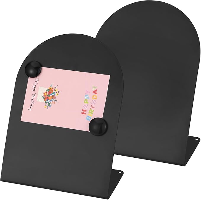 2 PCS Magnetic Bulletin Boards with Easel Stand, 11x8in Tabletop Metal Board with Anti-Tipping Bent Design and 4 Magnets, ...
