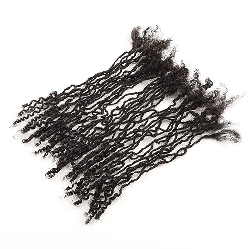 Orientfashion 8 inch 0.2cm Width 100% Real Human Hair Micro Dreadlock Extensions with Curly Ends Natural Black Curly Locs Can Be Dyed Bleached Curled And Twisted(8inch 0.2cm 40Strands, Natural black)