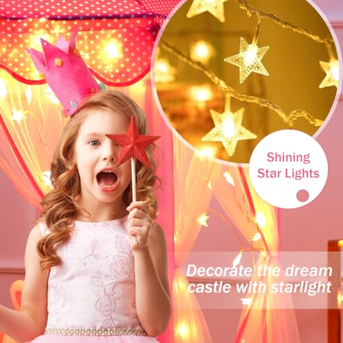 Monobeach Princess Tent Girls Large Playhouse Kids Castle Play Tent with Star Lights Toy for Children Indoor and Outdoor G...
