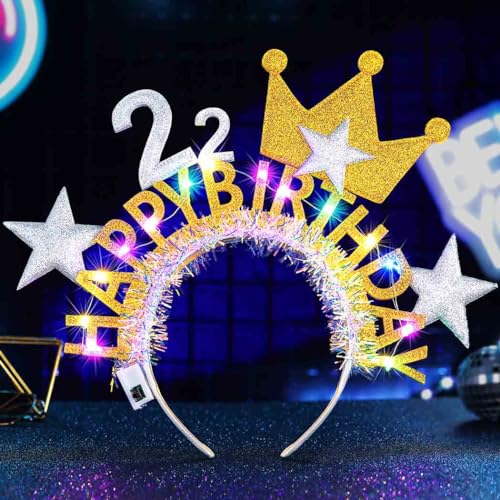 DRESBE Light Up Birthday Headband LED Birthday Headbands Glow Party Hair Accessories for Women