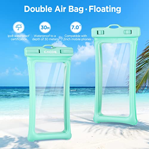 CACOE [Floatable] Floating Universal IPX8 Waterproof Phone case 2 Pack-Up to 7.0",Adjustable Lanyard Phone Pouch,Cellphone...