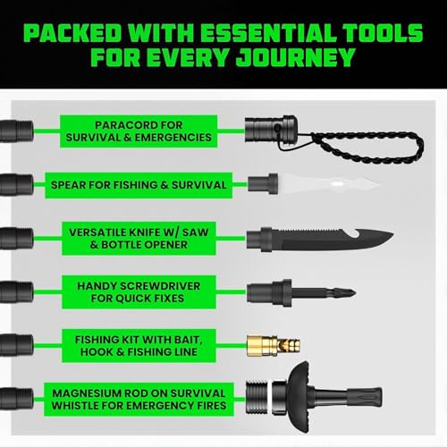 Sakertool 8 in 1 Collapsible Tactical Hiking Trekking Pole, Tactical Walking Stick, Survival Hiking Staff & Trekking Pole,...