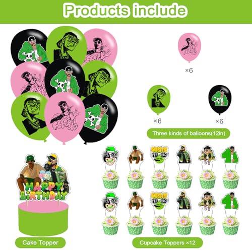 PINUO 𝓕𝓮𝓻𝔁𝔁𝓸 Birthday Party Supplies,Rapper Singer 𝓕𝓮𝓻𝔁𝔁𝓸 Party Decorations Includes Happy Birthday Banner,Cak...
