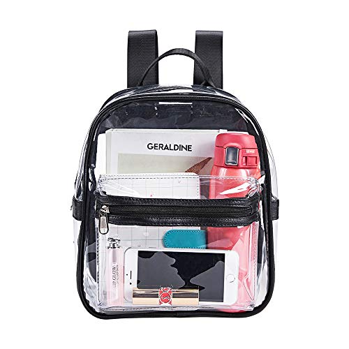 Mini Clear Backpack,Stadium Approved Clear Bag with Front Accessory Pocket, Heavy Duty See Through Backpack for Festivals,...