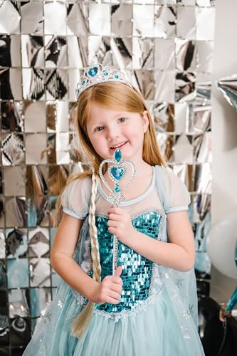 LUV HER Frozen-Themed Princess Crown & Wand Set - 8 Pack Includes 4 Tiaras & 4 Wands - Stunning ICY Blue & Silver Design -...