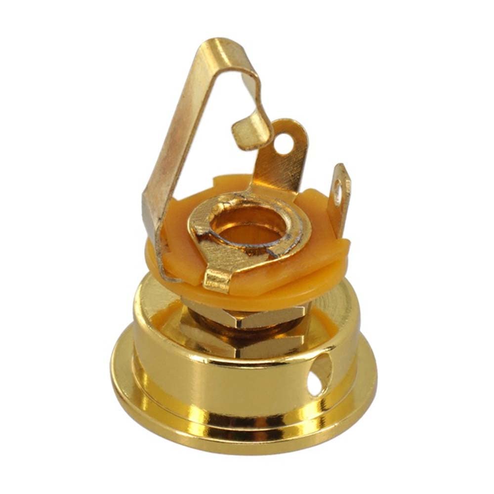 1/4 Output Jack Round Cup Plate Socket For Fender Telecaster Electric Guitar Accessory (Gold)