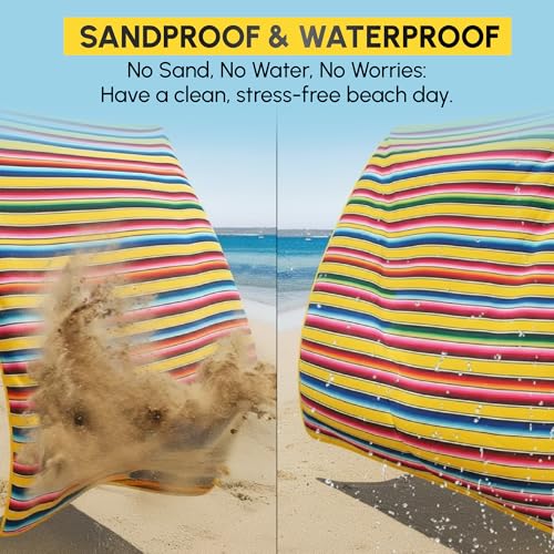 Libibio Extra Large 80"x80" Beach Blanket – Thick 3-Layer Waterproof Sandproof Outdoor Mat – Picnic Blanket for 6-8 People...