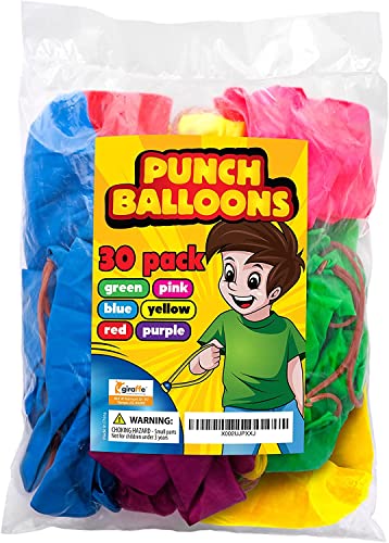 Giraffe 30 Pack Punch Balloons Valentines Party Favors for Kids- 18 Inches Large Thick Latex Neon Rubber Heavy Duty Balloo...