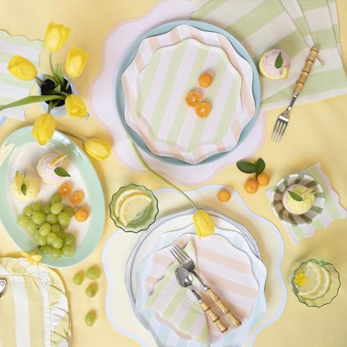 Meri Meri Pastel Striped Paper Plates (Pack of 8), Colorful & Disposable Plates for Party, Pastel Party Plates Available a...
