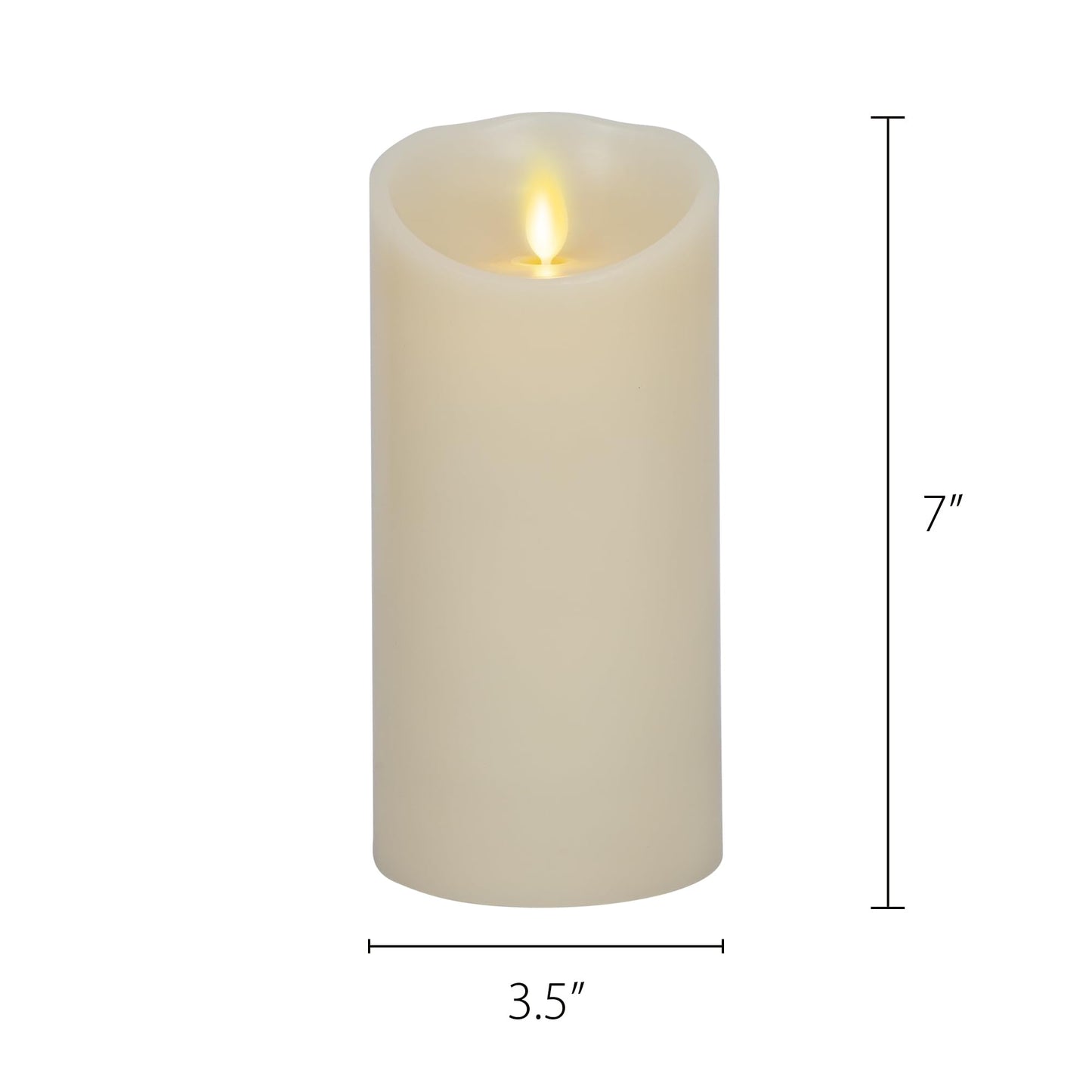 Luminara Scalloped Edge Flameless LED Candle, Ivory 3.5" x 7", Real Wax Pillar, Battery Operated Moving Flame with Timer, Unscented