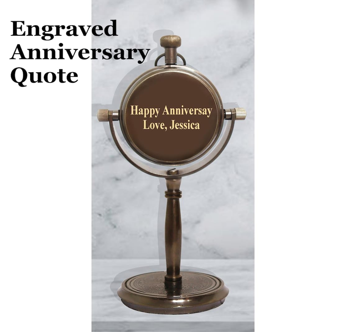 Personalized Anniversary Desk Clock Gift – Customizable Bronze Luxury Office Decor, Traditional Engraved Gift for Men & Women, Gift for Couples, Wedding Gift for Spouse